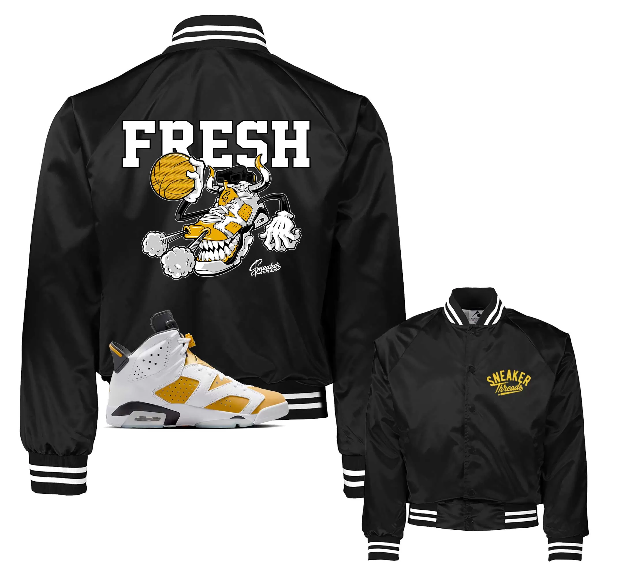 Retro 6 Yellow Ochre Fly Kicks Satin Jacket