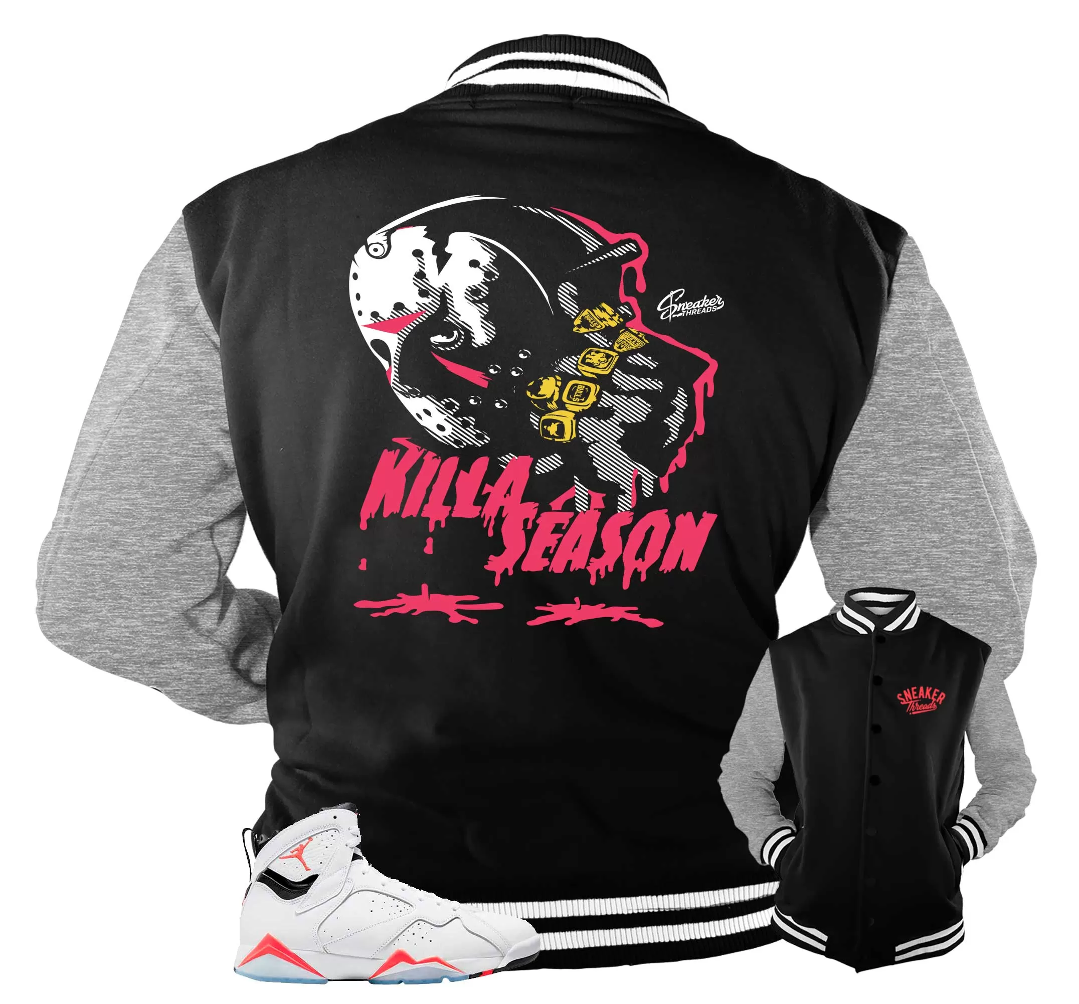 Retro 7 Infrared Varsity Jacket - killa Season - Black