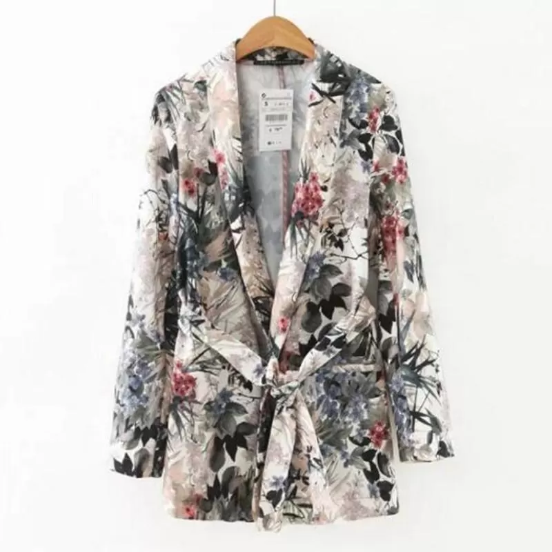 Retro Floral Blazer Women - Casual - Floral