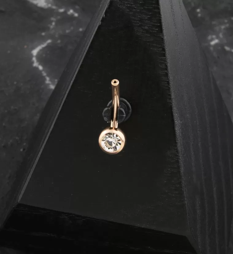 Rose Gold PVD Bezel Clear CZ Titanium Threadless Belly Button Ring Base