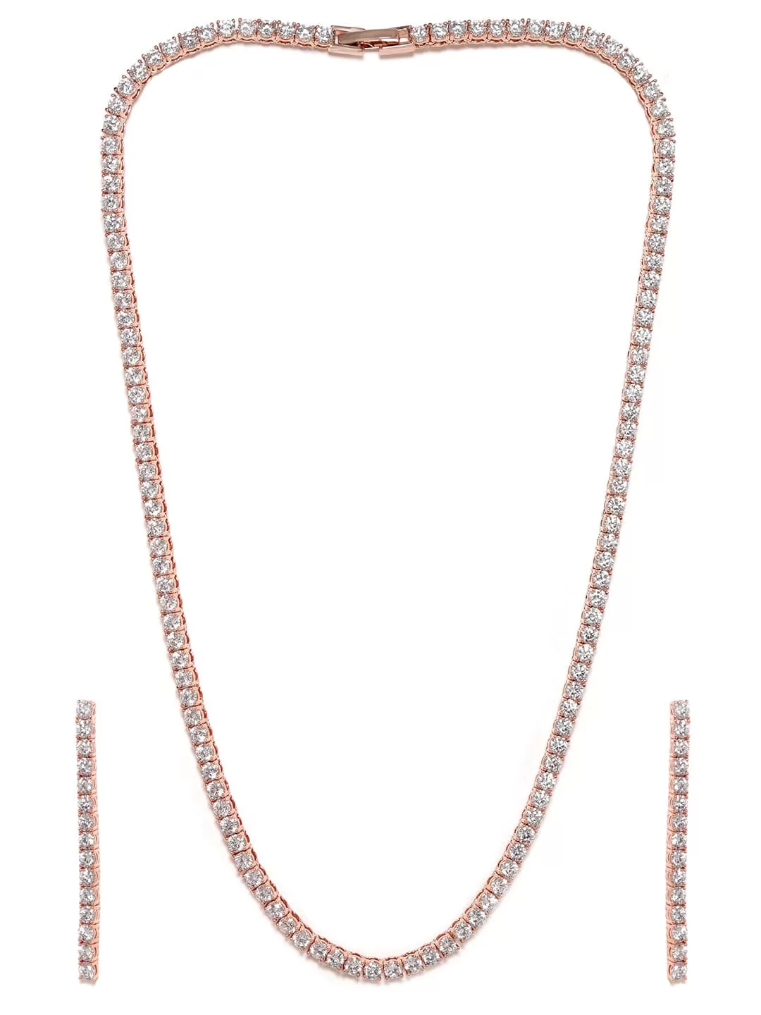 Rubans 18K Rose Gold Plated Brilliant Cut Diamond Zirconia Luxury Tennis Necklace set