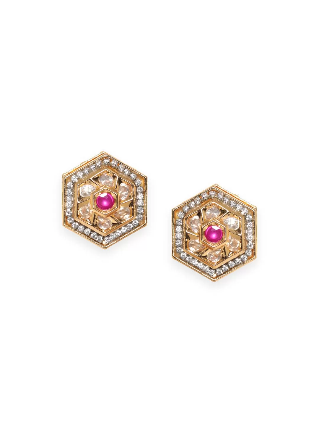 Rubans Zirconia Studded Stainless Steel Geometric Studs Earrings