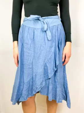 Ruffle Me Wrap Skirt Denim