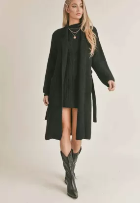 Sage The Label - Krissy Belted Sweater Duster Black