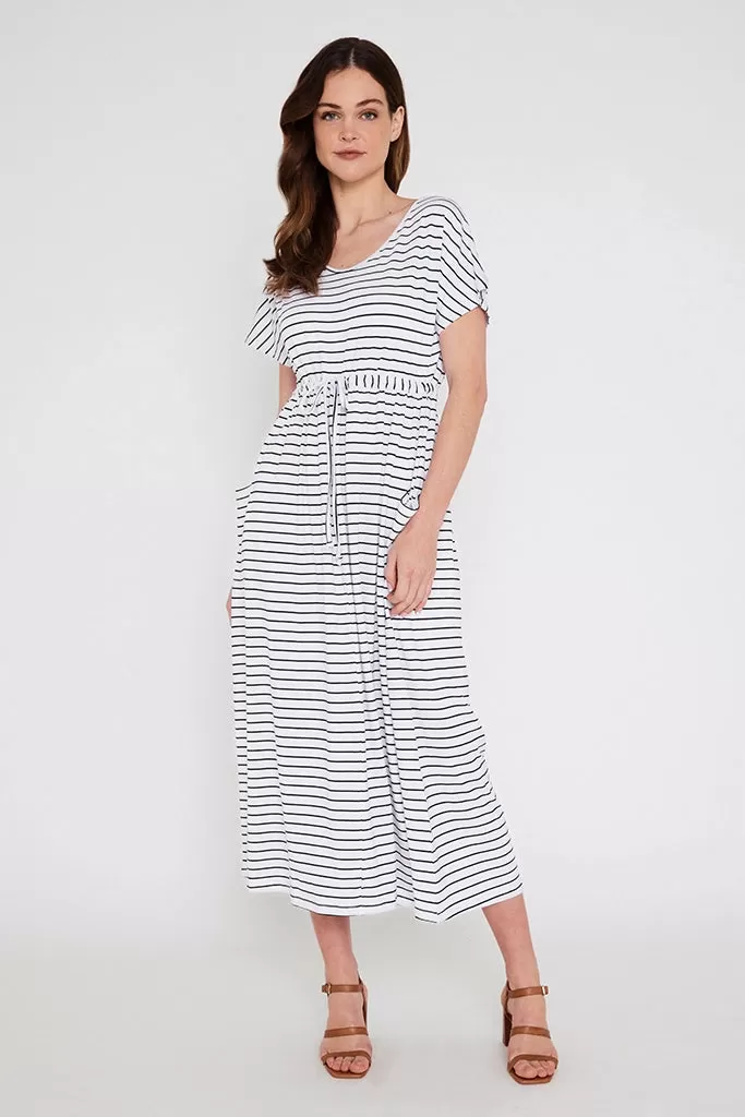 SALE - Mila Maxi Dress - Black / White Stripe