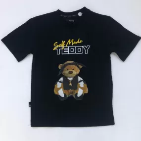 Self Made Teddy Kid's Graphic T-Shirt - Black/Gold