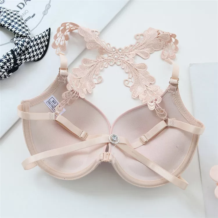 Sexy styling lace lace B cup bra back front buckle bra with steel ring