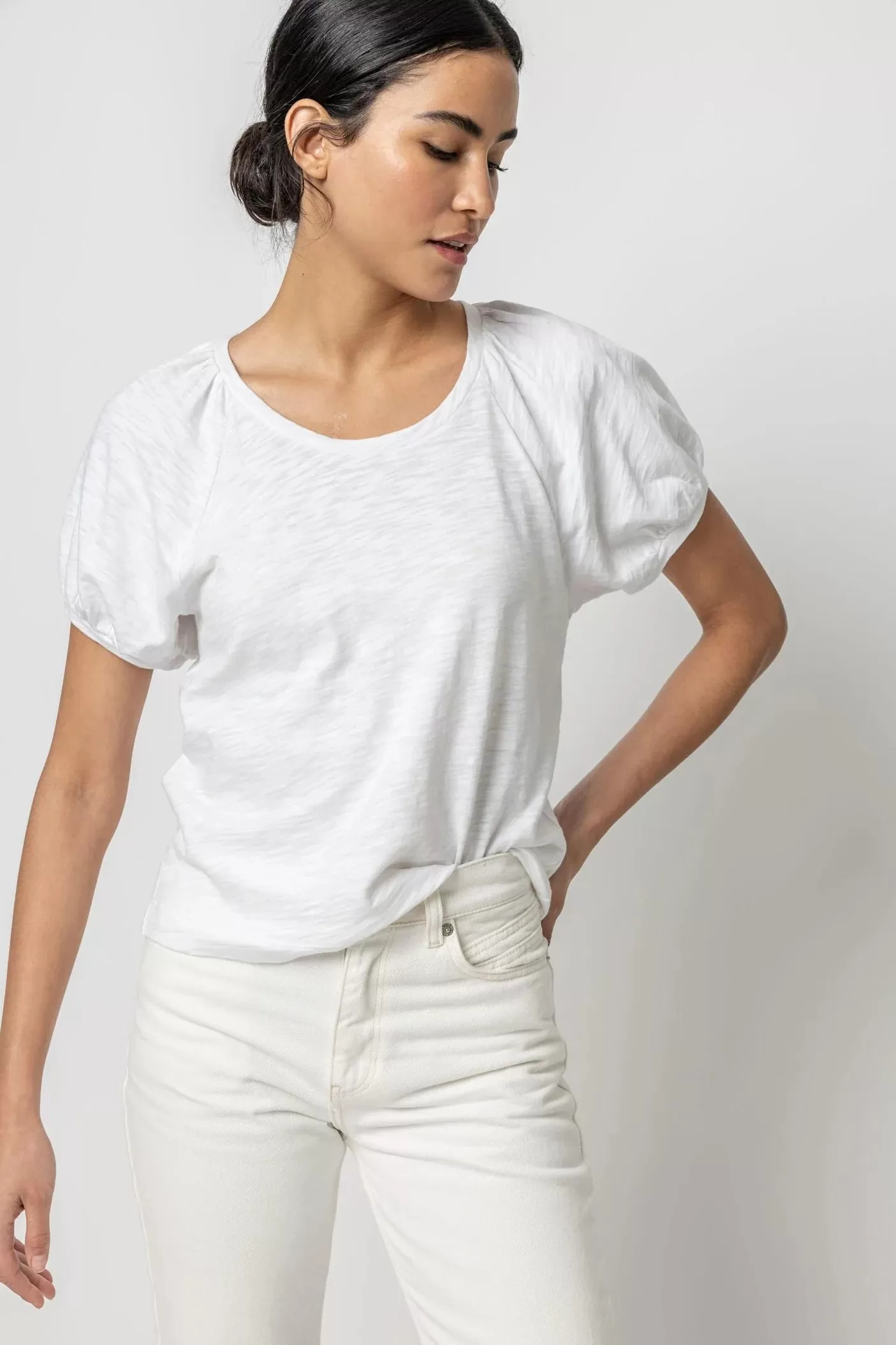 SHIRRED SLEEVE RAGLAN TEE - LILLA P