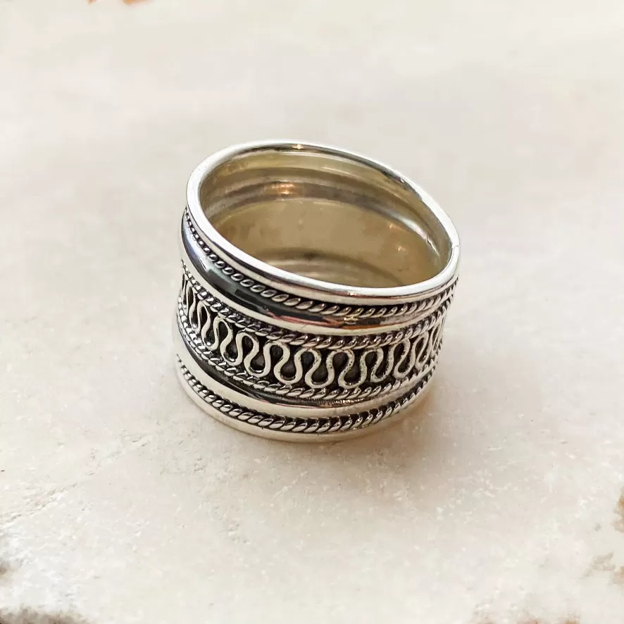 Silver Ethnic Band Ring