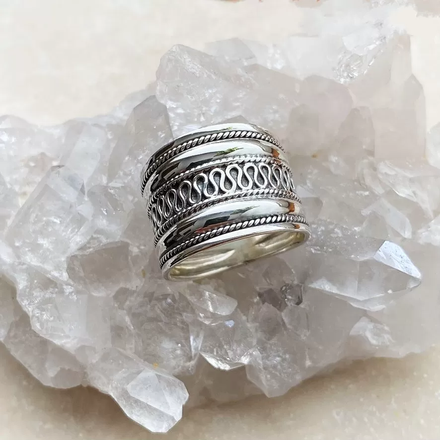 Silver Ethnic Band Ring