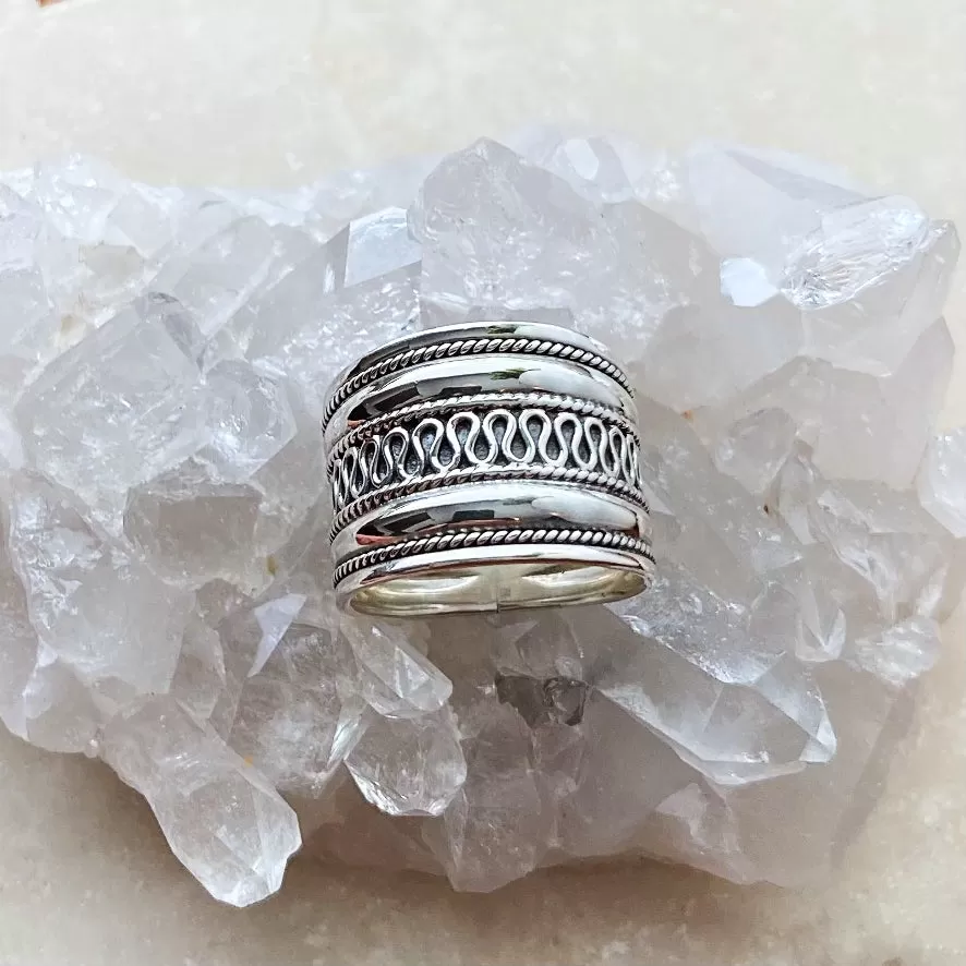 Silver Ethnic Band Ring