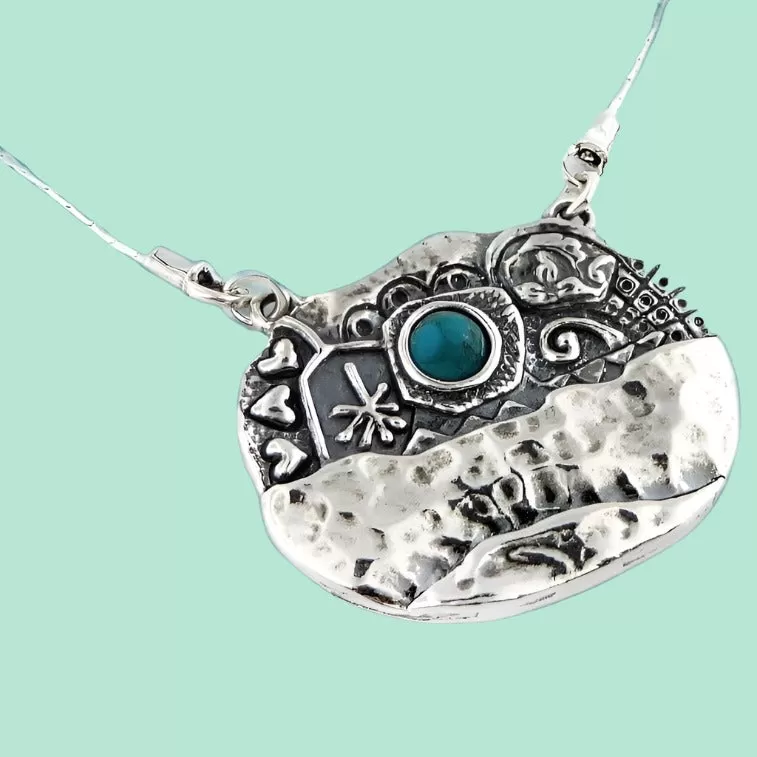 Silver necklaces for women. Gemstones Sterling Silver pendant. Naif decor.