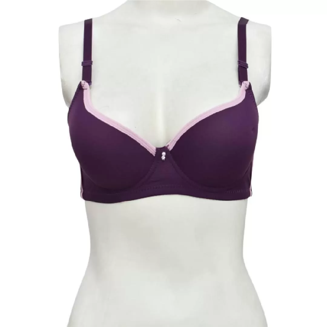 Soft Padded Pushup Bra Underwired Single Padded Bra with Removeable Straps Soft Cup Padded Bra