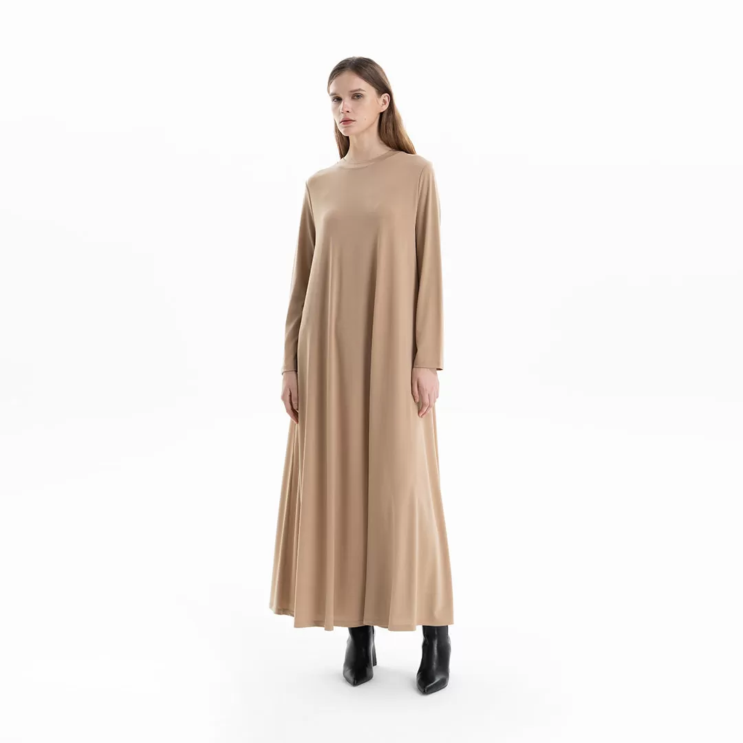 Solid Crew Neck Maxi Dress