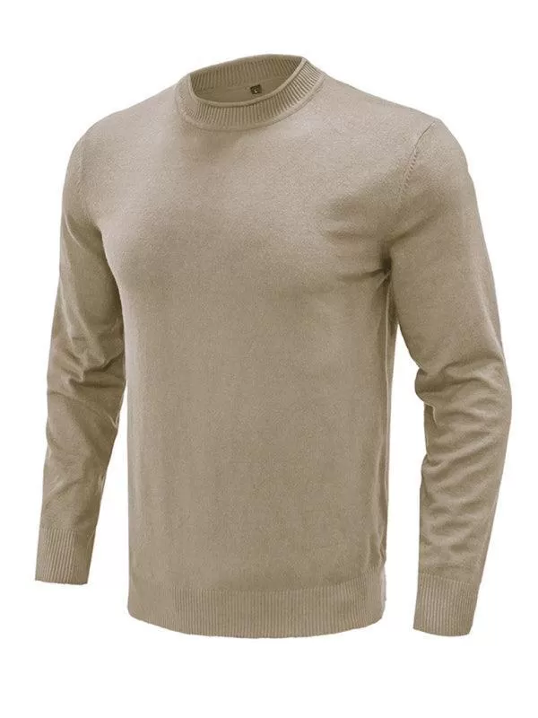 Solid Crew Neck Pullover Men Sweater