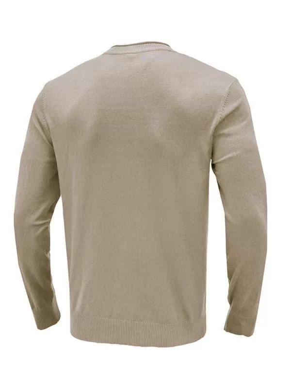 Solid Crew Neck Pullover Men Sweater