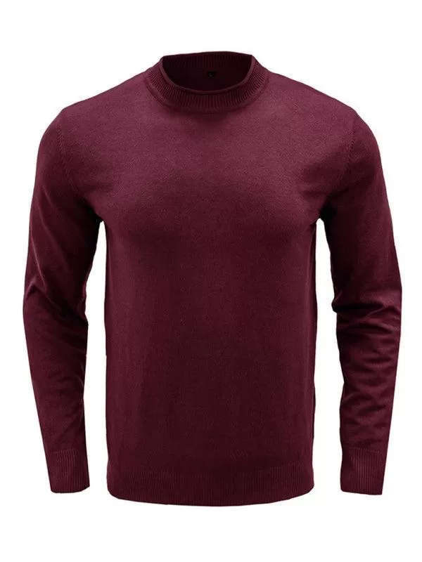 Solid Crew Neck Pullover Men Sweater