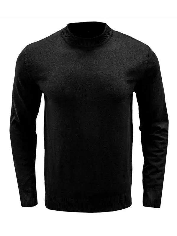 Solid Crew Neck Pullover Men Sweater