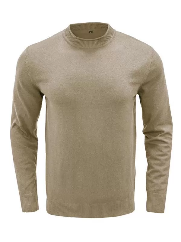 Solid Crew Neck Pullover Men Sweater