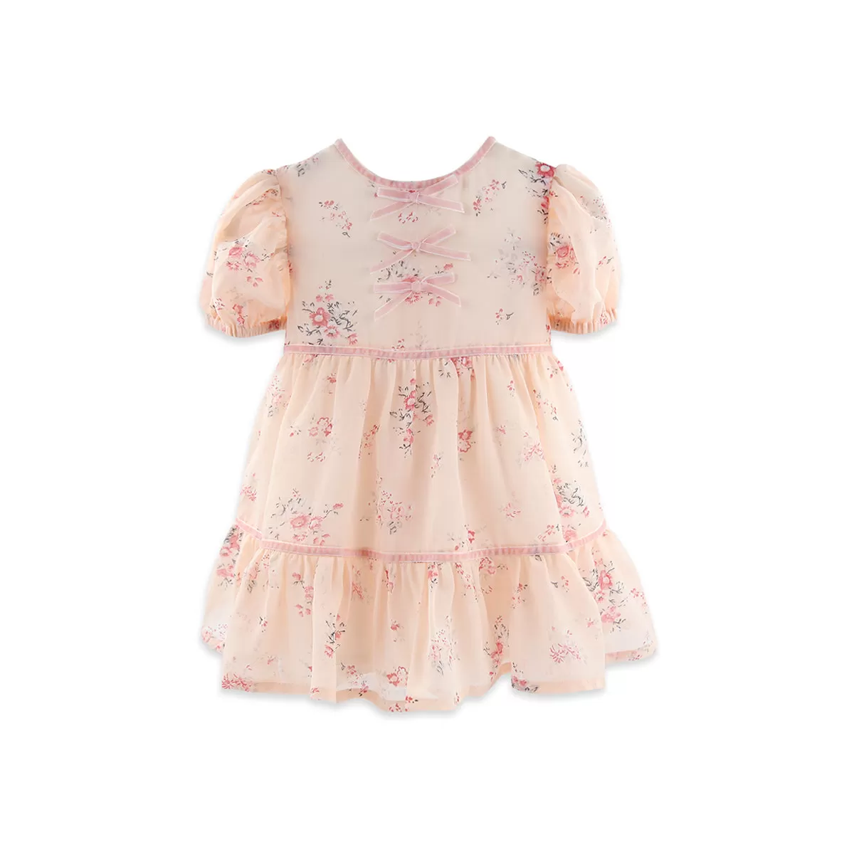 Sophia Dress with pink velvet bows