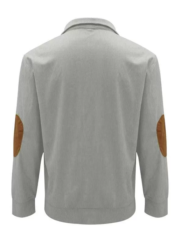 Stand Collar Corduroy Men Sweatshirt