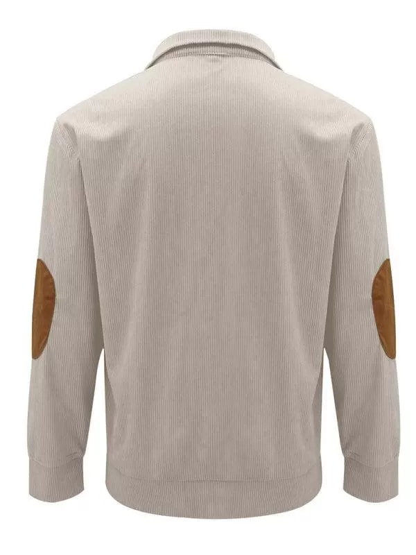 Stand Collar Corduroy Men Sweatshirt