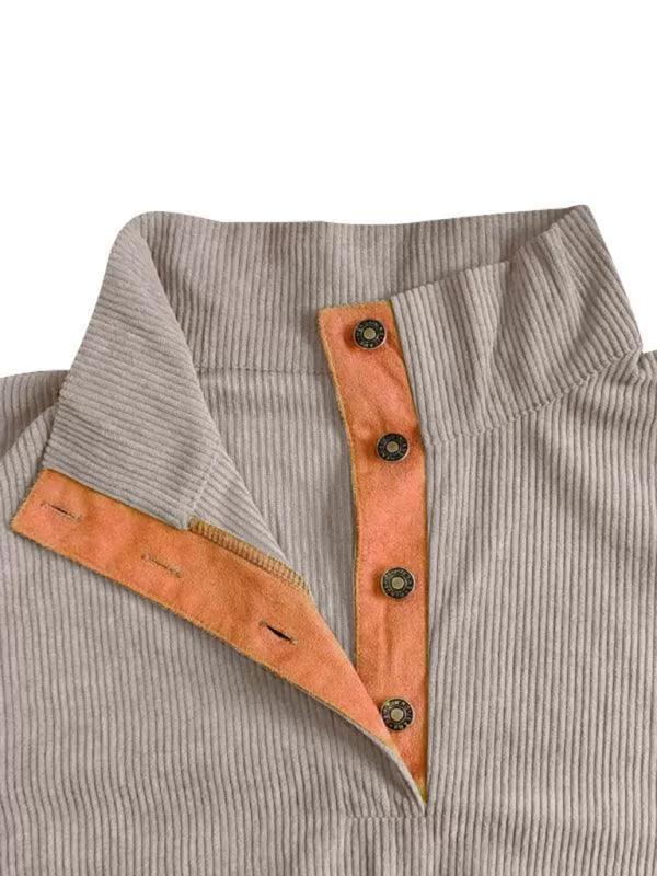 Stand Collar Corduroy Men Sweatshirt