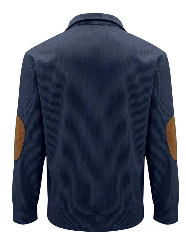 Stand Collar Corduroy Men Sweatshirt