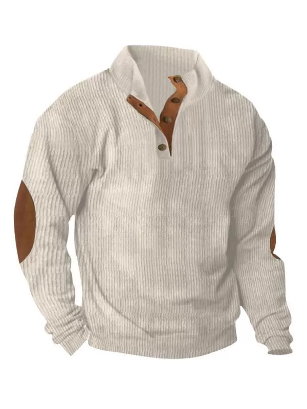 Stand Collar Corduroy Men Sweatshirt