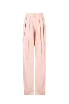 Stella McCartney Fluid Linen Pleat Front Trousers - Rose