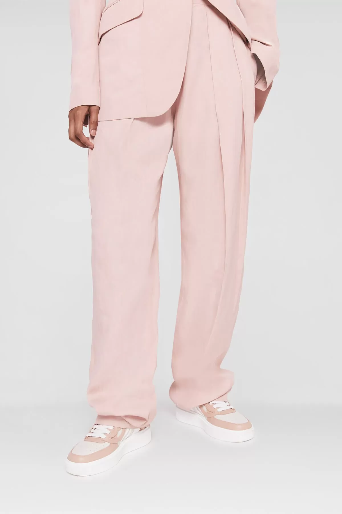 Stella McCartney Fluid Linen Pleat Front Trousers - Rose