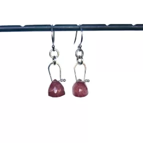 Stirrup  Earrings in strawberry quartz