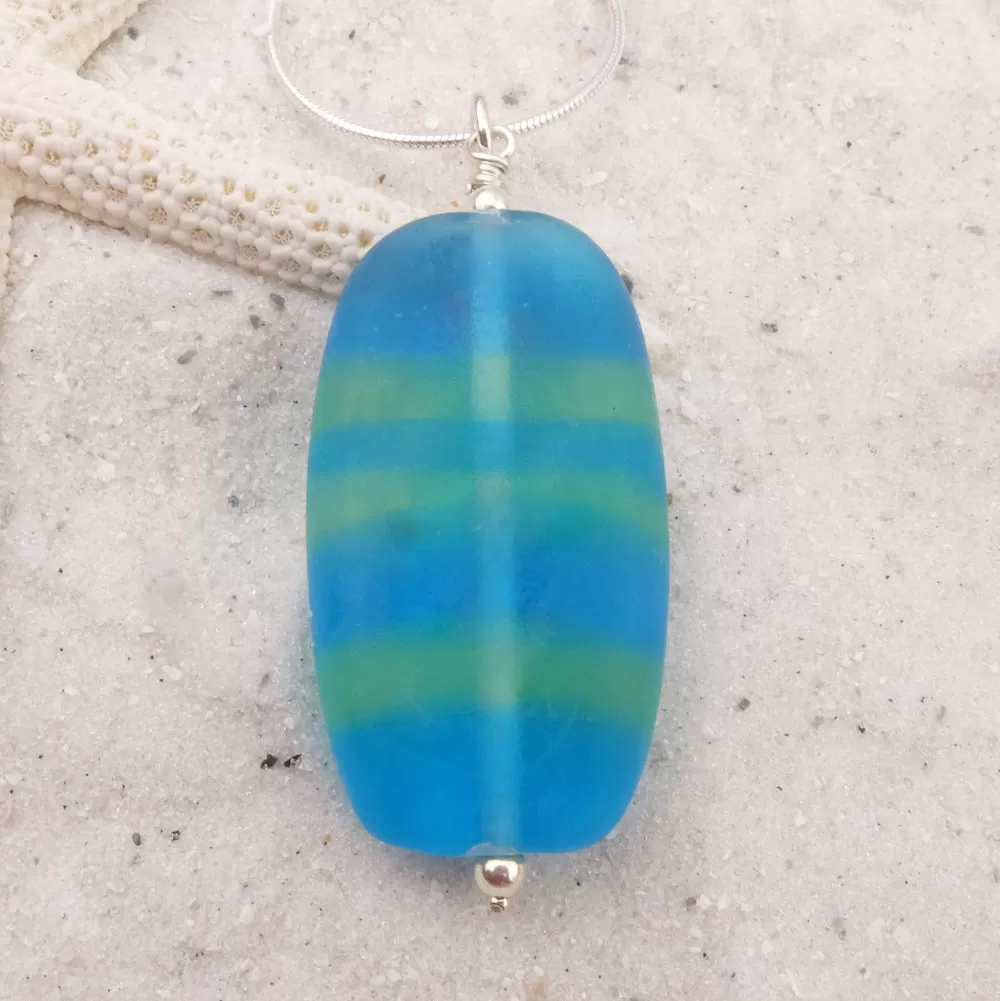 striped sea glass pendant