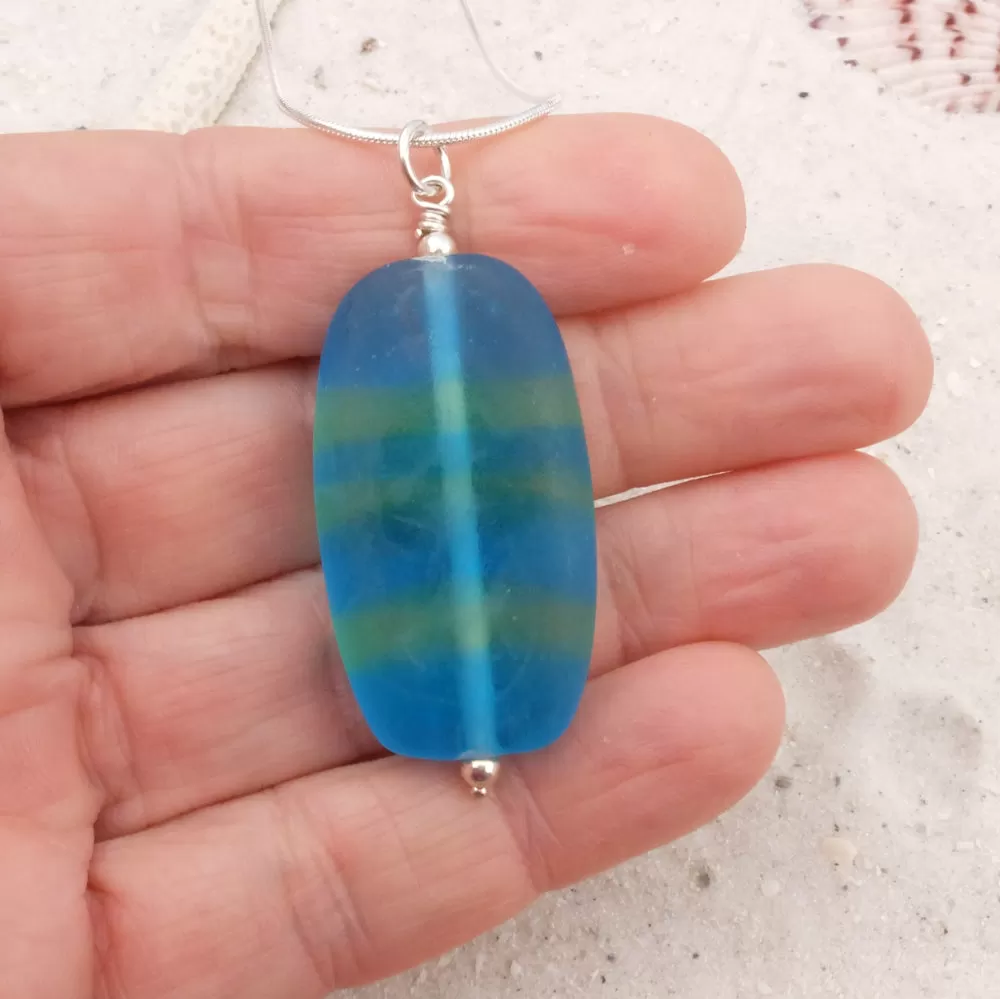 striped sea glass pendant