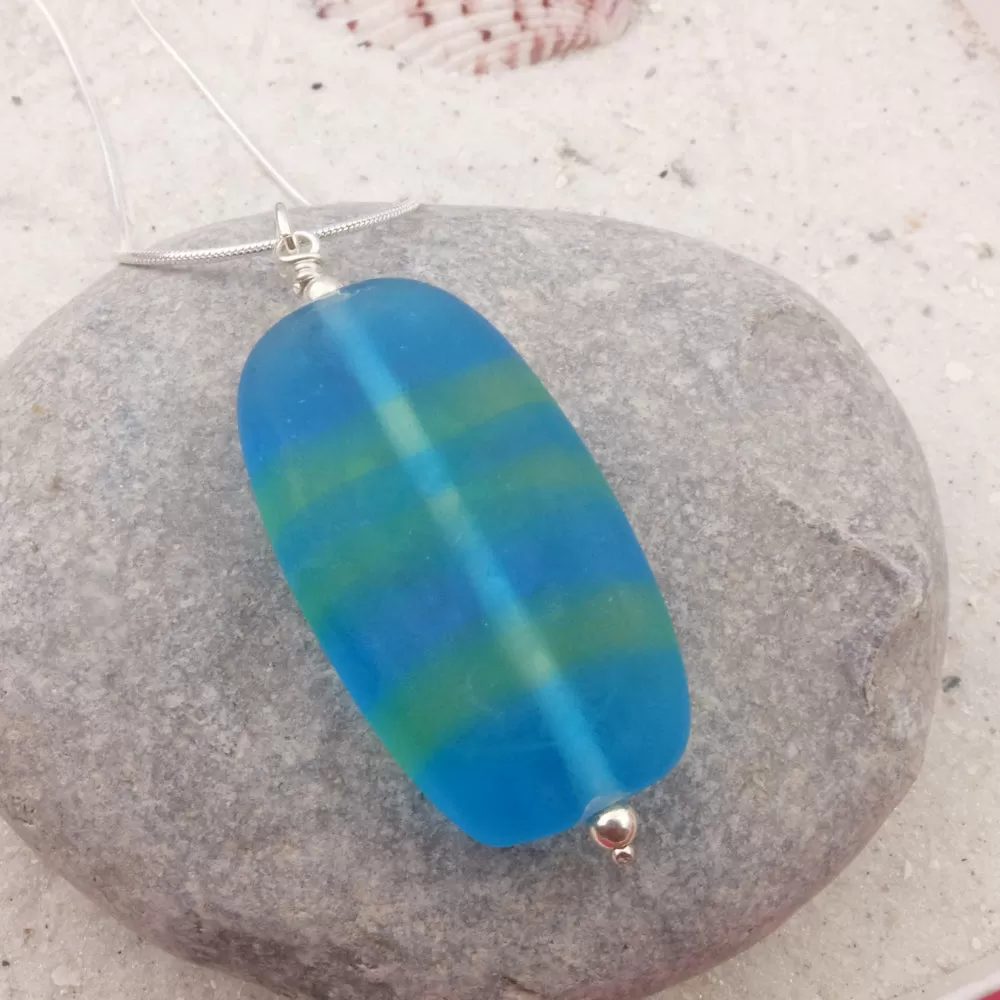 striped sea glass pendant