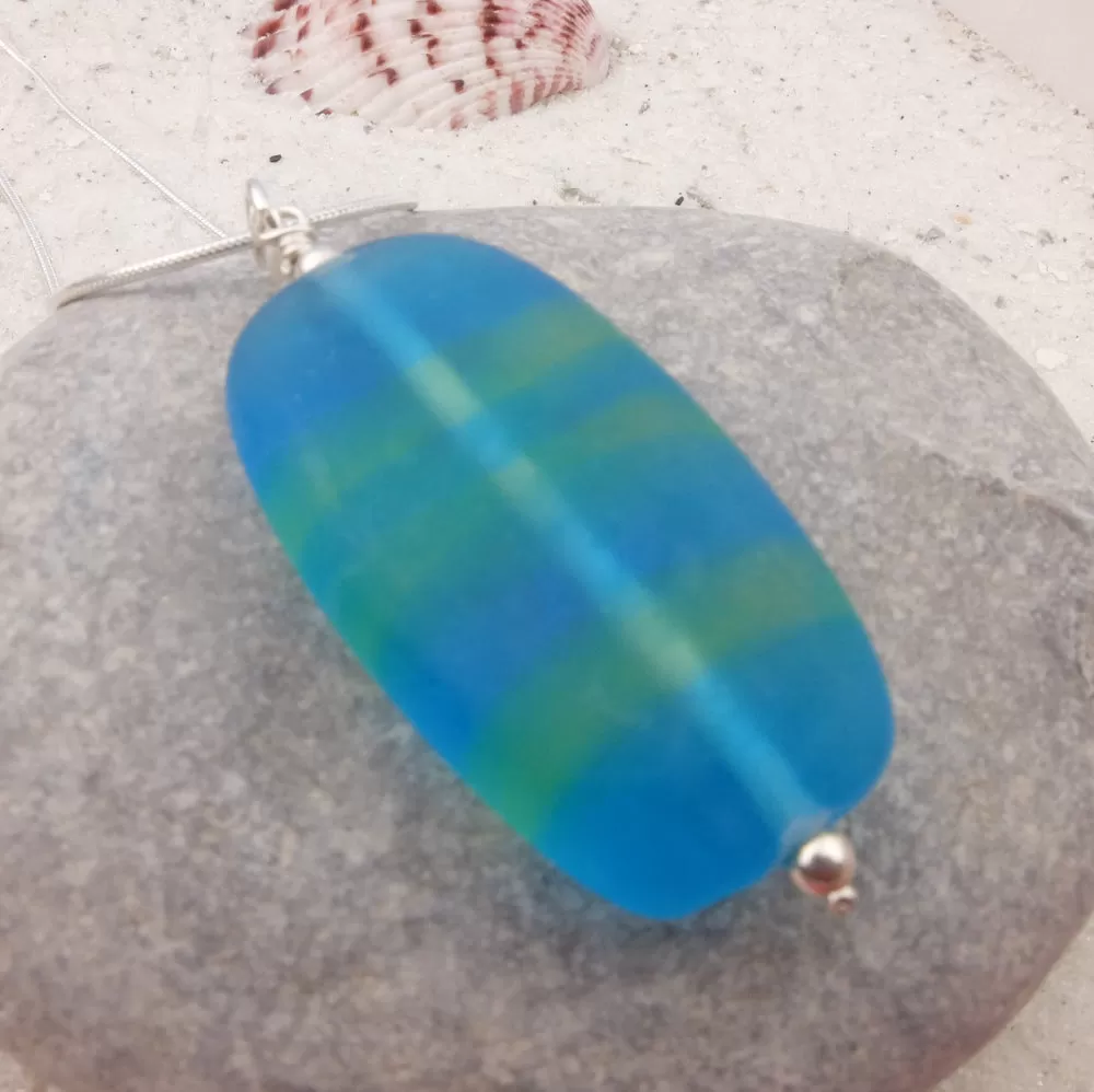 striped sea glass pendant