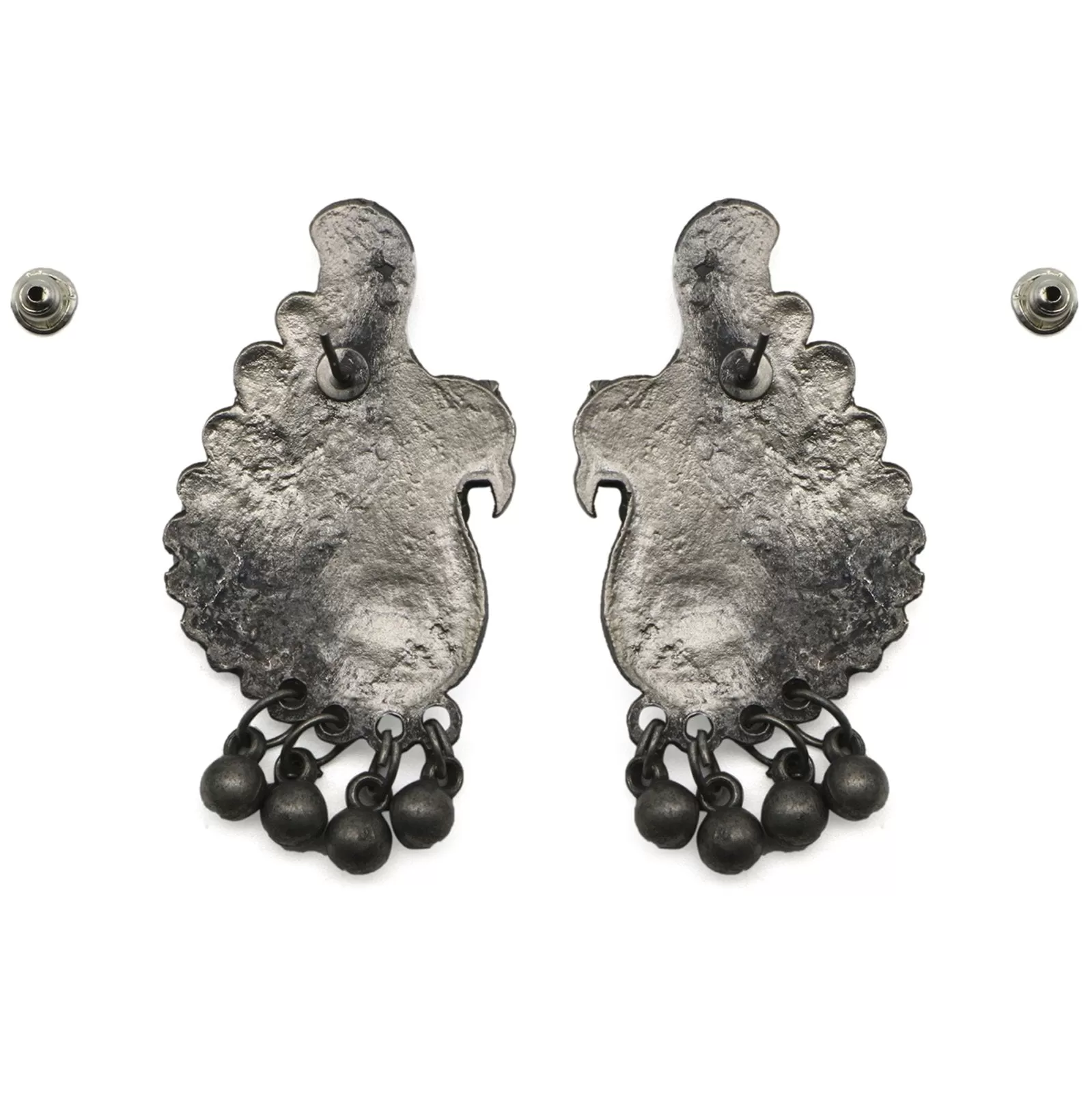 Suhani Peacock Silver Oxidised Necklace Set