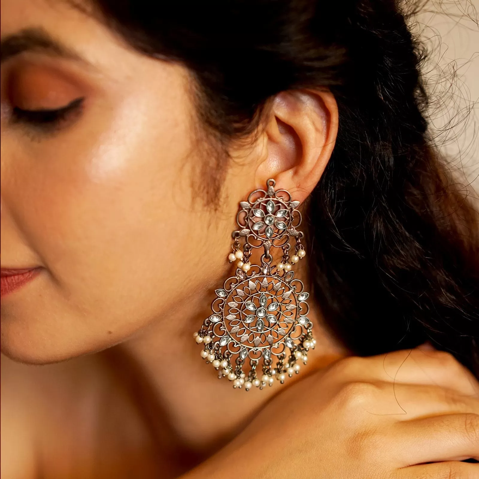 Swati Silver Oxidized Earrings