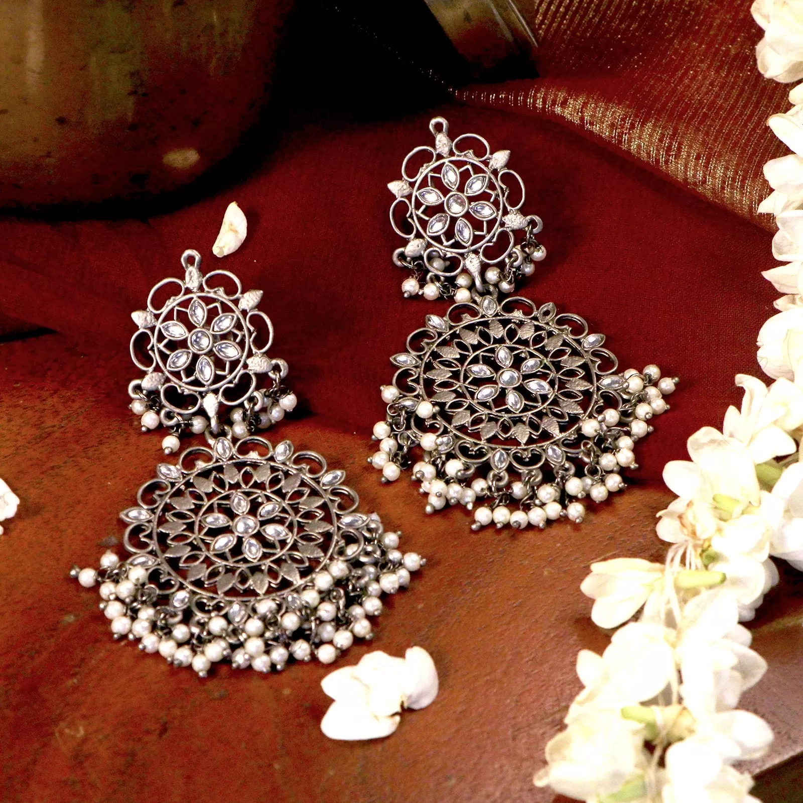 Swati Silver Oxidized Earrings