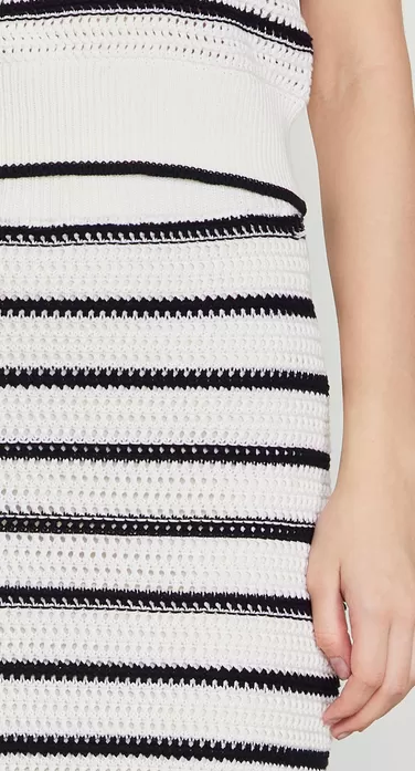 Tabitha Striped Crochet Skirt in Black/White