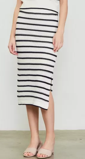 Tabitha Striped Crochet Skirt in Black/White