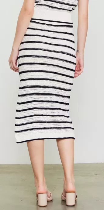 Tabitha Striped Crochet Skirt in Black/White