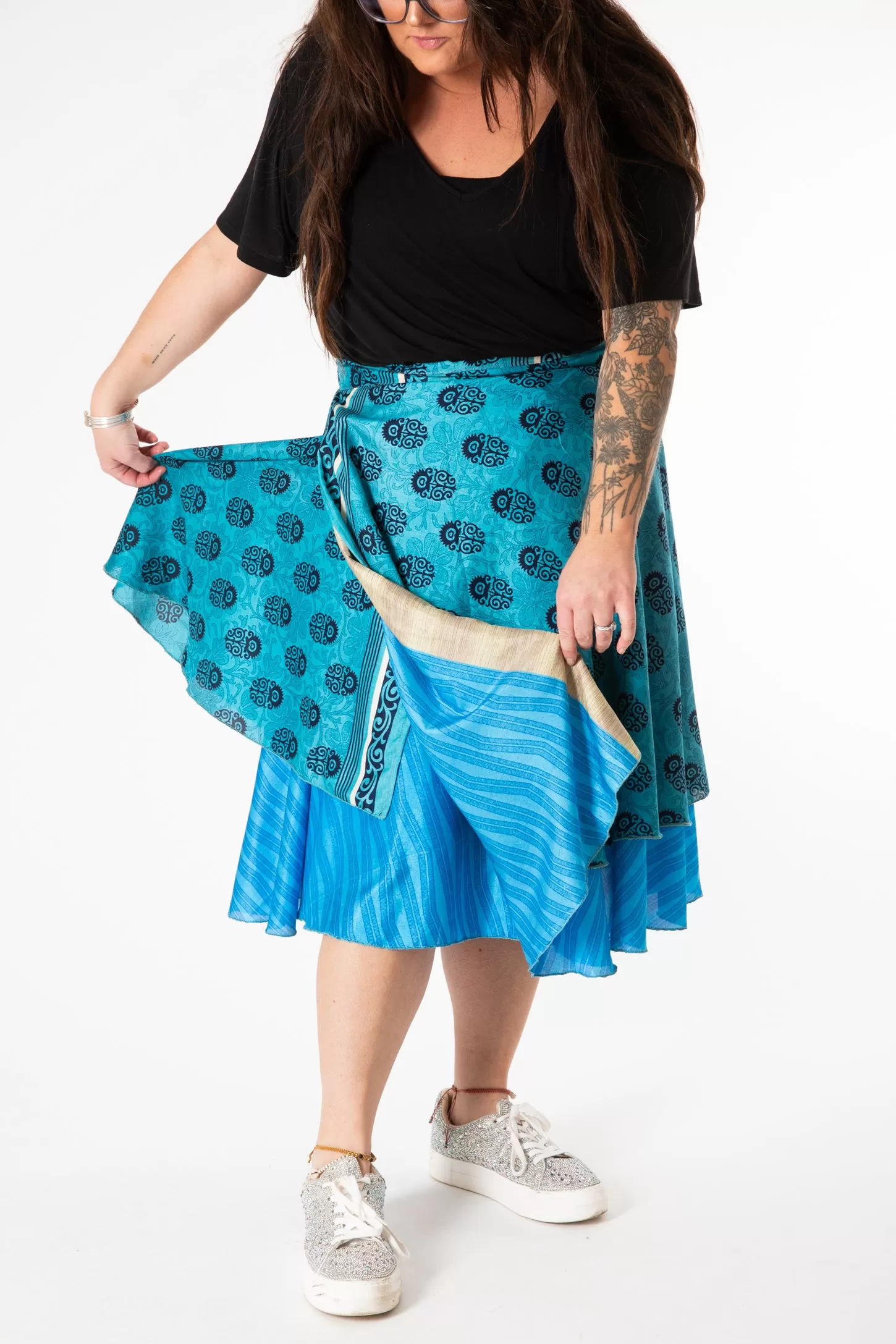 Tea Length Sari Silk Wrap Skirt