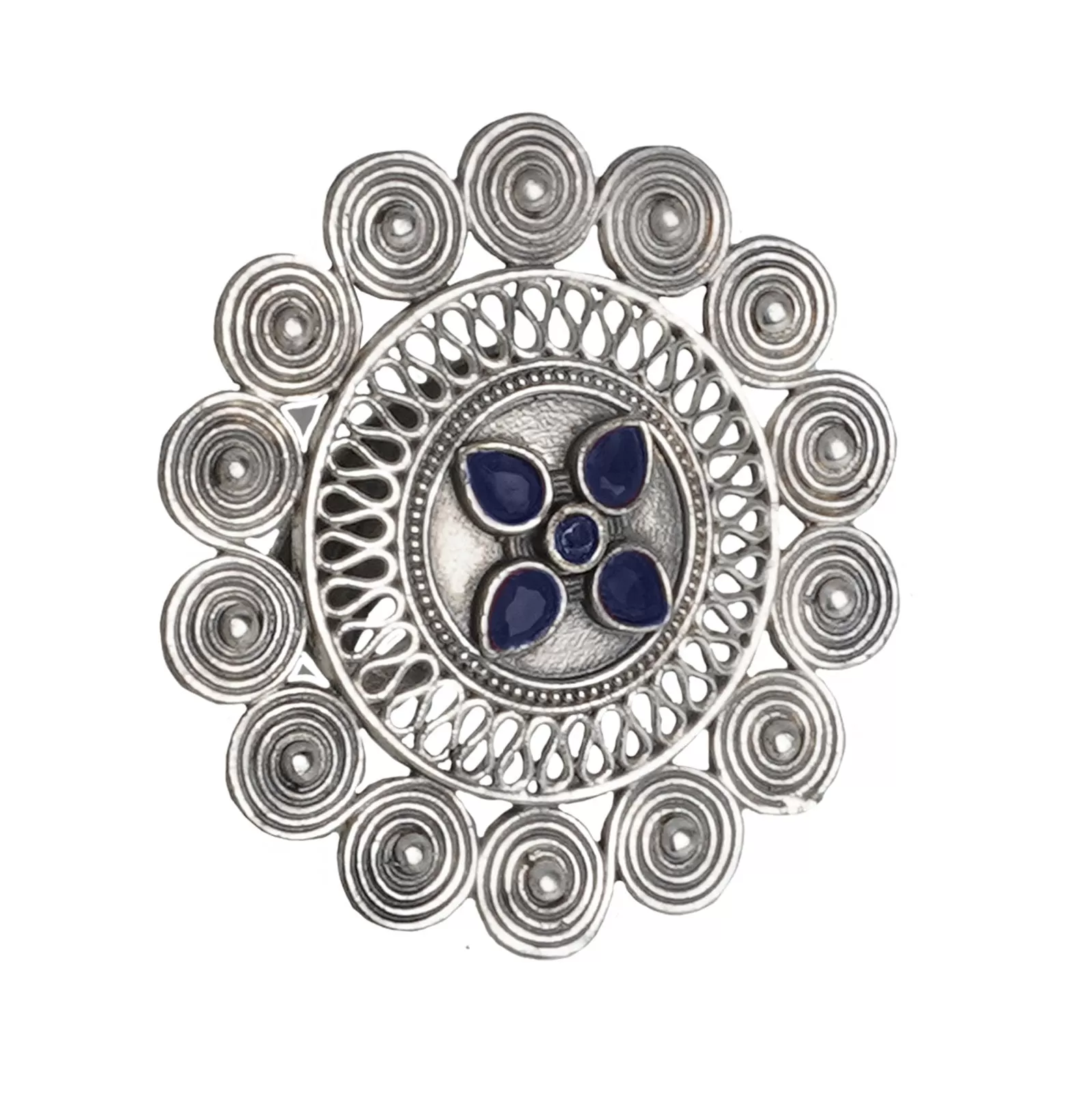 Teejh Arsha Floral Blue Stone Ring