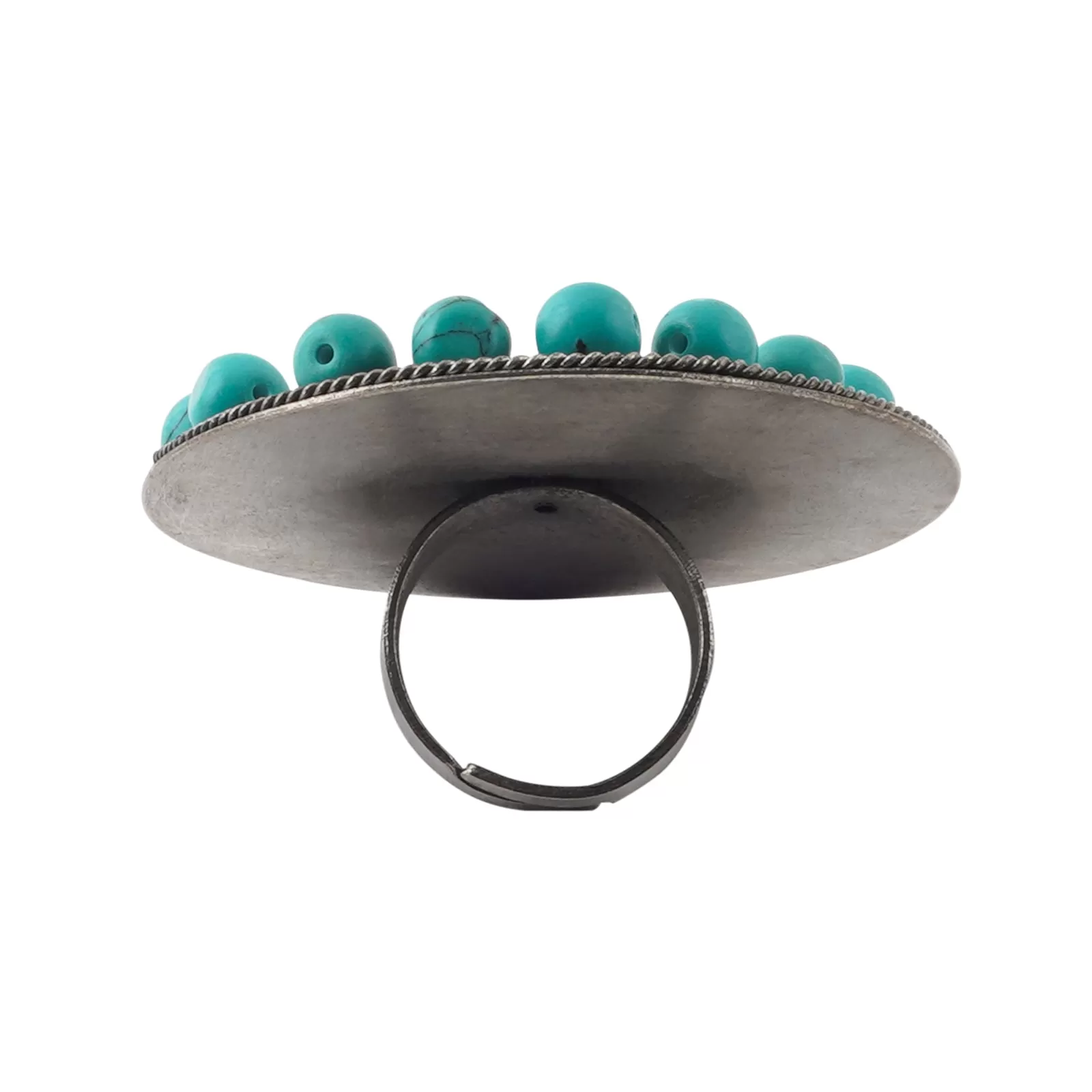 Teejh Gaura Blue Stone Silver Oxidised Ring