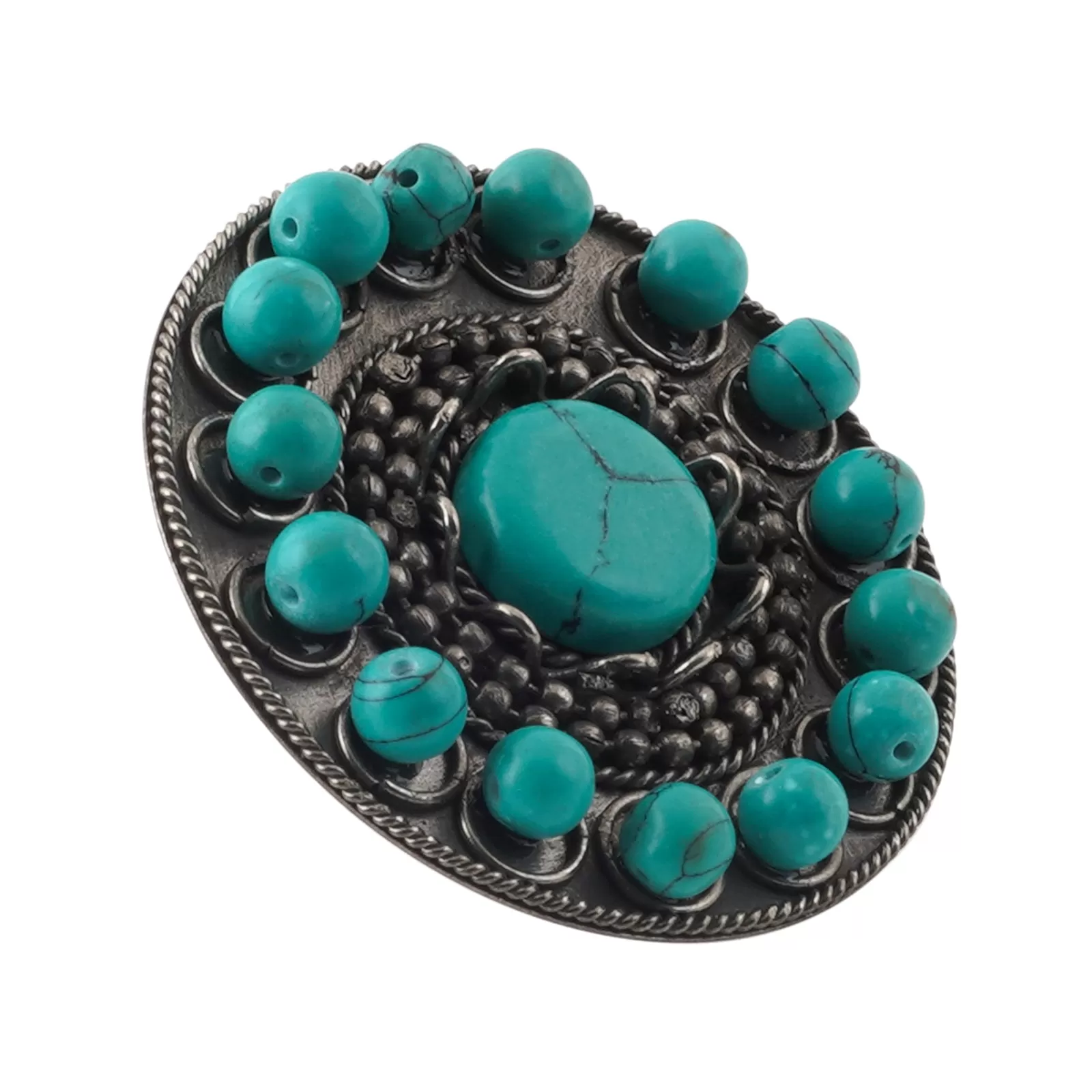 Teejh Gaura Blue Stone Silver Oxidised Ring