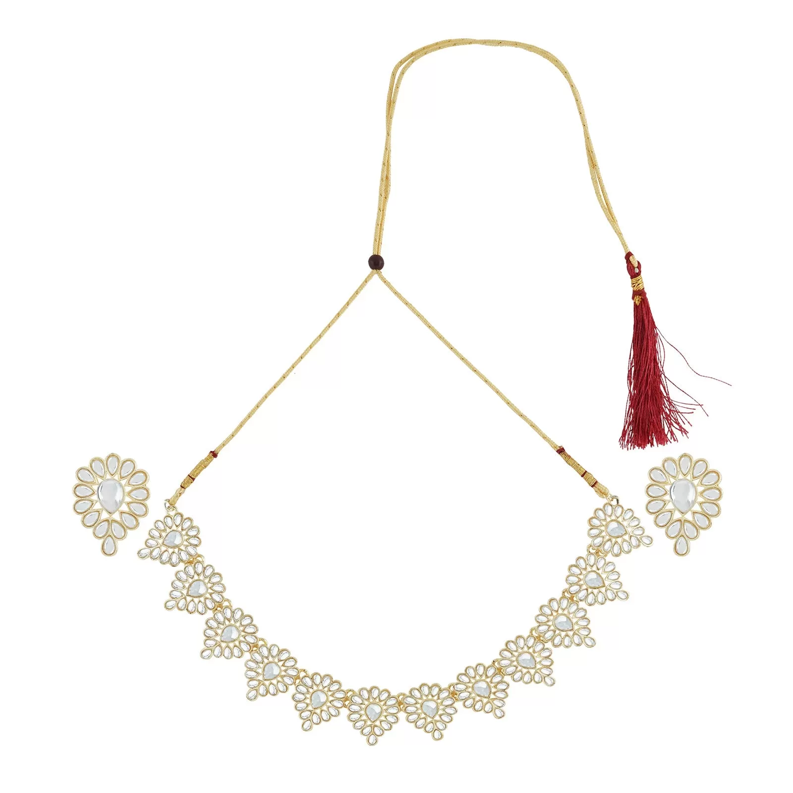 Teejh Jhilmil Pearl and Polki Necklace Set