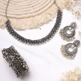 Teejh Madhuri Silver Oxidised Jewelry Gift Set