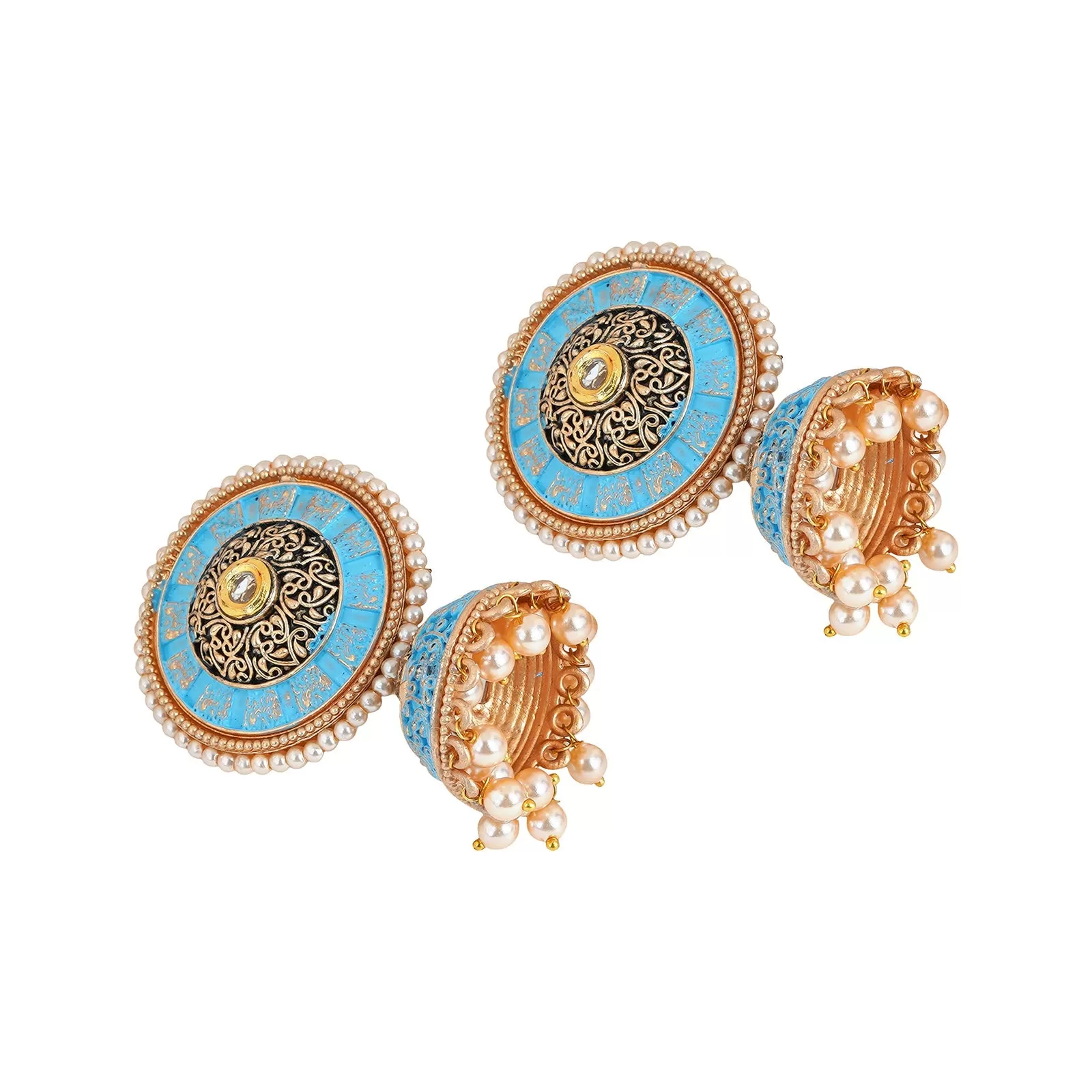 Teejh Manavi Light Blue Gold enamel Earring