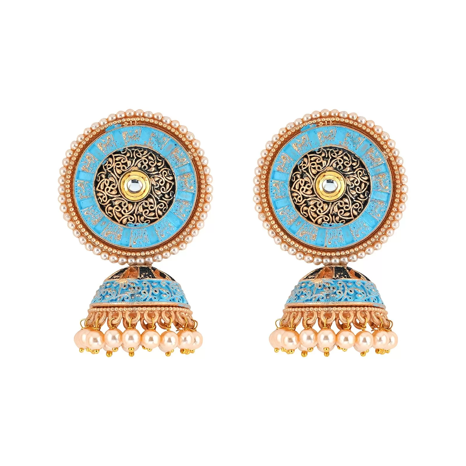 Teejh Manavi Light Blue Gold enamel Earring